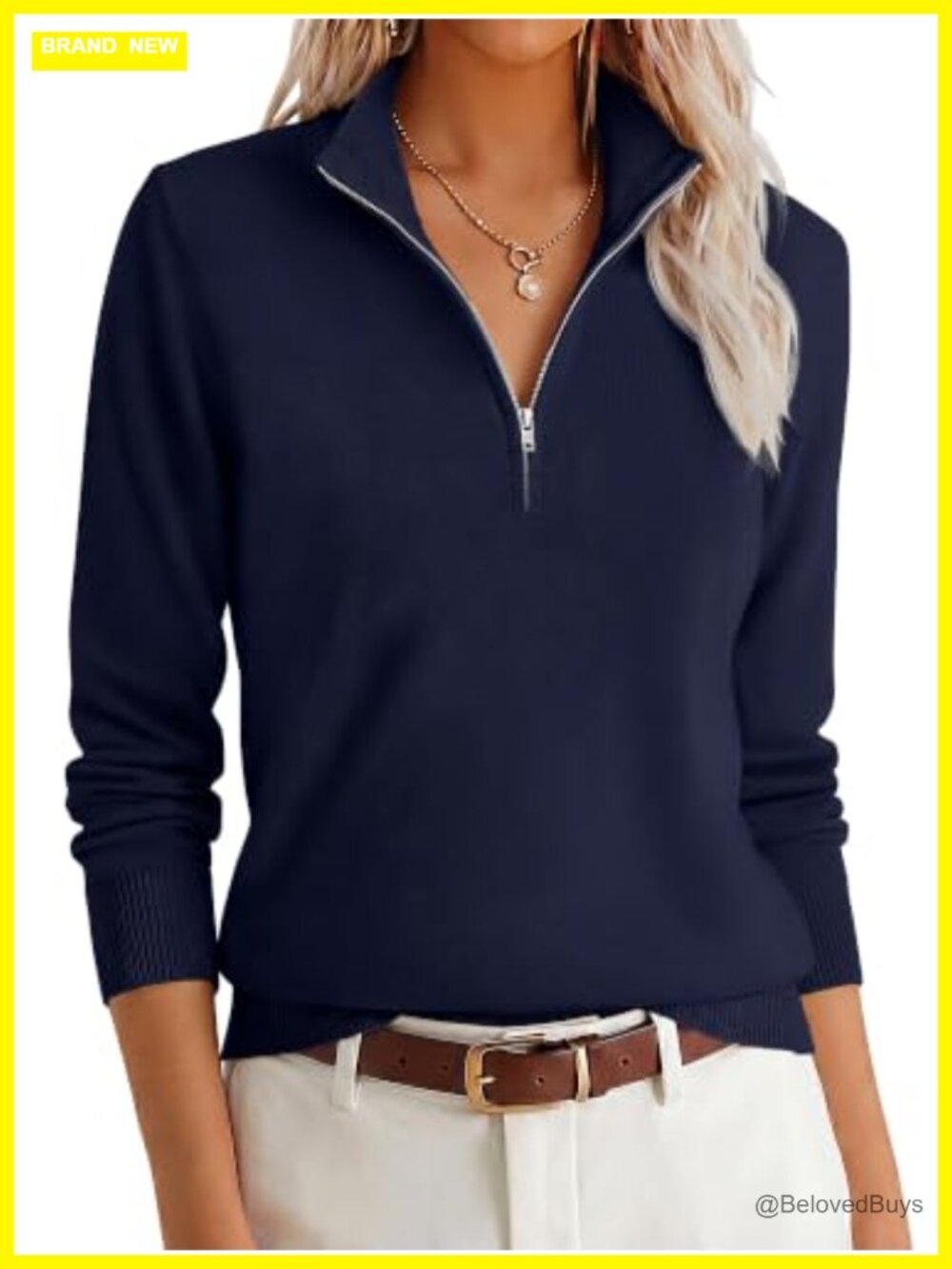 ANRABESS Womens Quarter Zip Lightweight Pullover Sweater